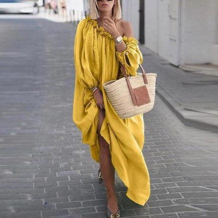 Slash Neck Streetwear Bohemian Maxi Dresses for Women Casual Comfortable Summer Beach Dresses Long Party Vestidos