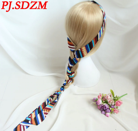 2pcs/lot New Arrival Bohemian Style Ultra Long Narrow Ribbon Headband Women Fashion Print Headwear Adjust Length Headbands