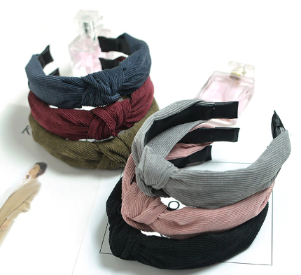 Bohemian Autumn Winter Vintage Corduroy Headband Knotted Hairband Hair Accessories for Women 2019 New Headwear