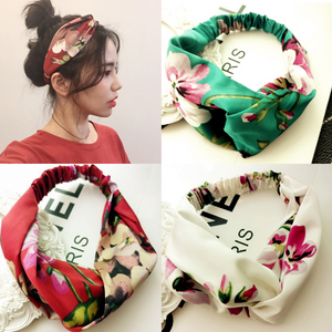 Women Girls Summer Bohemian Hair Bands Print Headbands Retro Cross Turban Bandage Bandanas HairBands Hair Accessories Headwrap