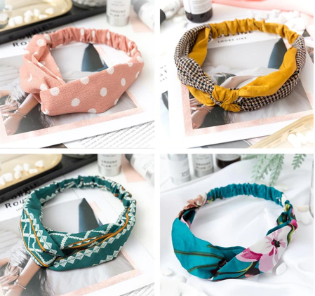 Women Girls Summer Bohemian Hair Bands Print Headbands Retro Cross Turban Bandage Bandanas HairBands Hair Accessories Headwrap